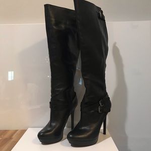 Black Tall Leather Boot